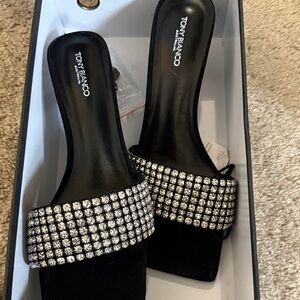 Tony Bianco Black Heels with Rhinestones